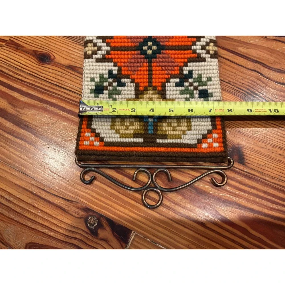 VTG Norwegian Wool Needlepoint Bell Pull Wall Hanging Geometric Retro MCM EUC
